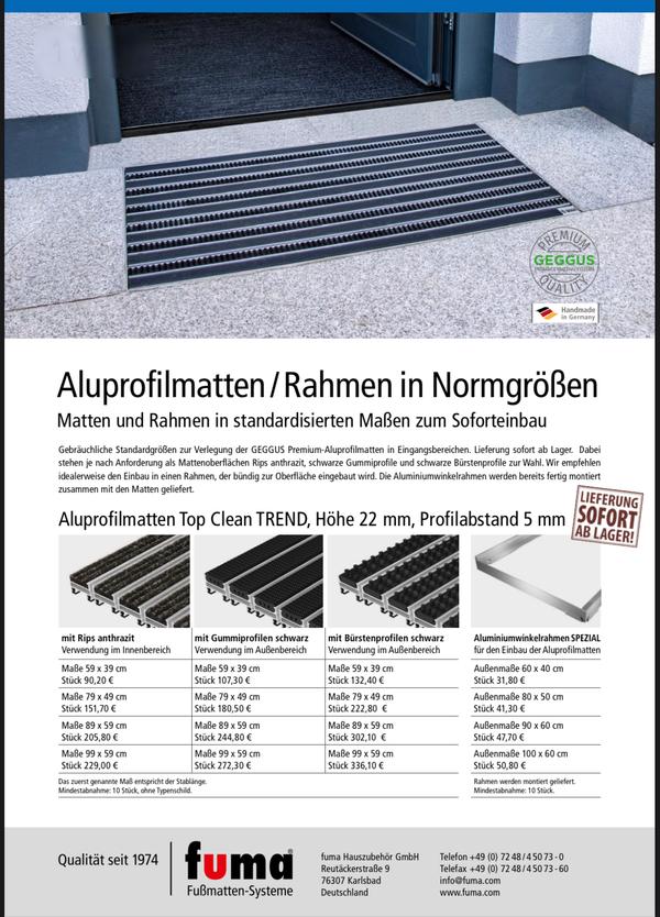 Aluprofilmatten Normgroessen