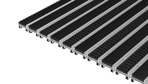 Fußmattensystem für Einkaufszentren – Top Clean TREND mit Bürsten- und Gummiprofil